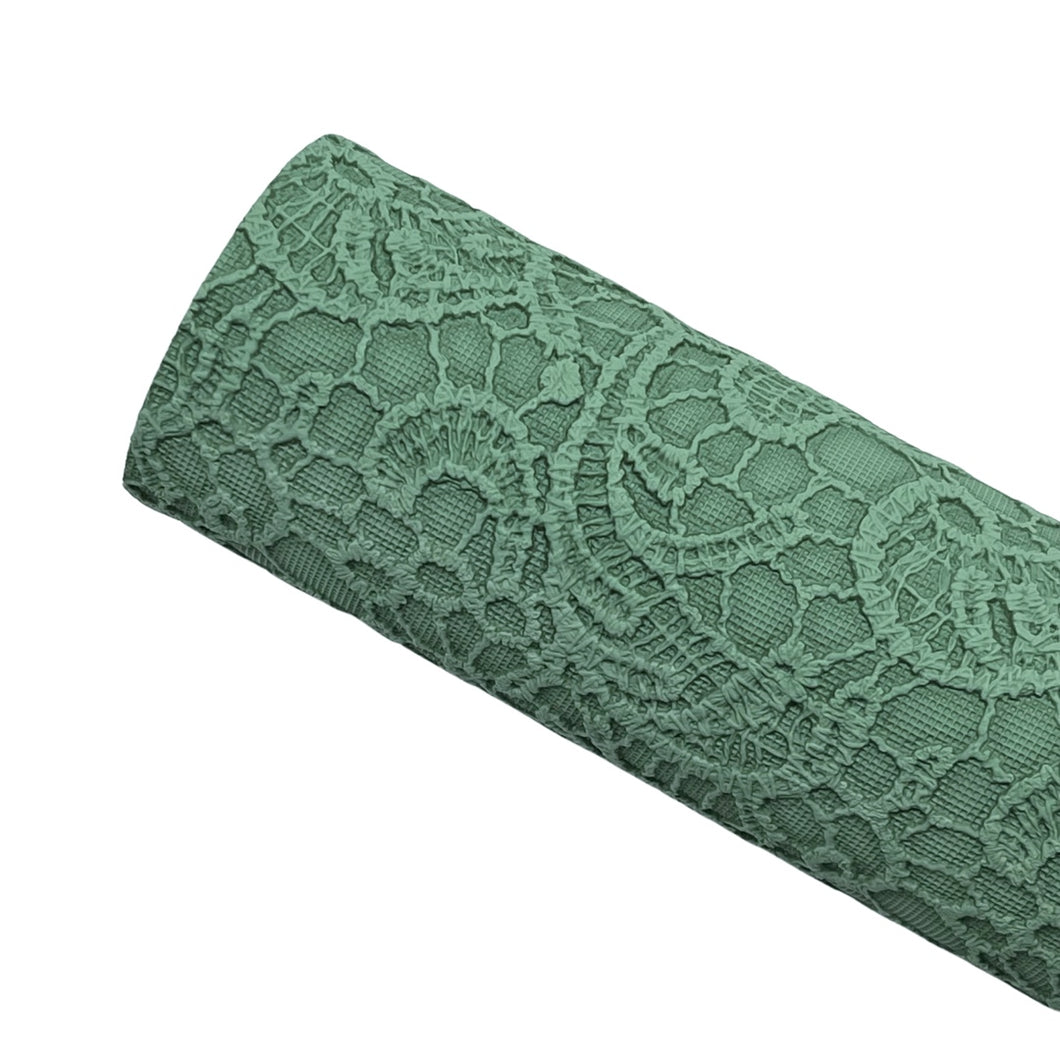 GREEN FLORAL LACE - Textured Faux Leather