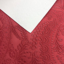 Load image into Gallery viewer, RED EMBOSSED LACE APPLIQUE - Faux Leather
