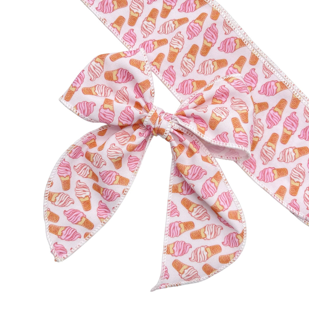 ICE CREAM CONES - Printed Bow Strip
