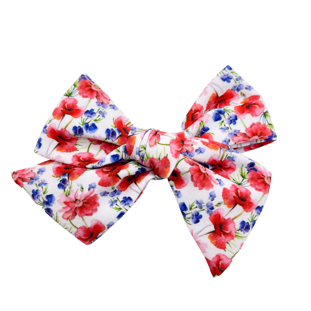 SWEET LIBERTY FLORAL - PRE-TIED Printed Bow