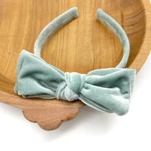Load image into Gallery viewer, BLUE SAGE VELVET - Bow Headband
