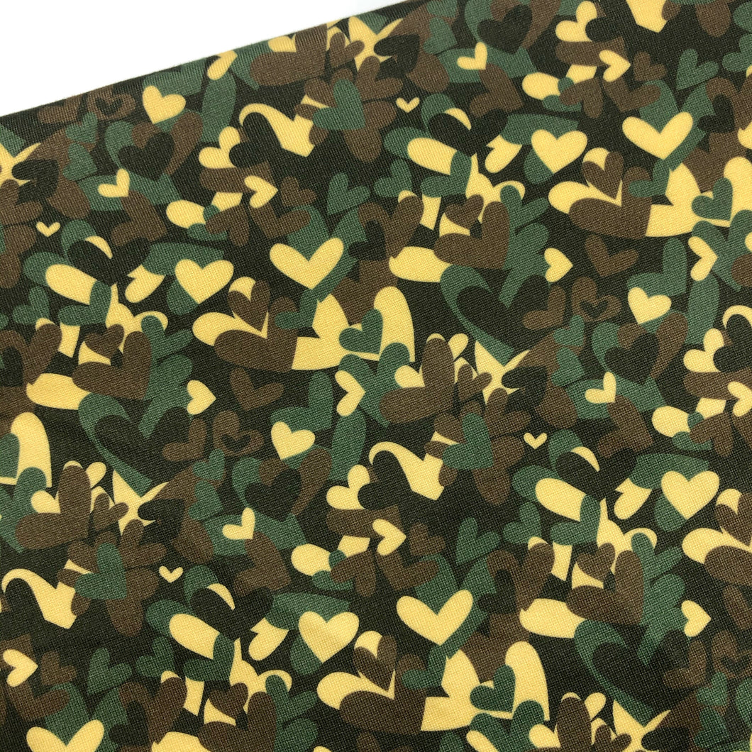 GREEN CAMO HEARTS - Custom Printed Double Brushed Poly