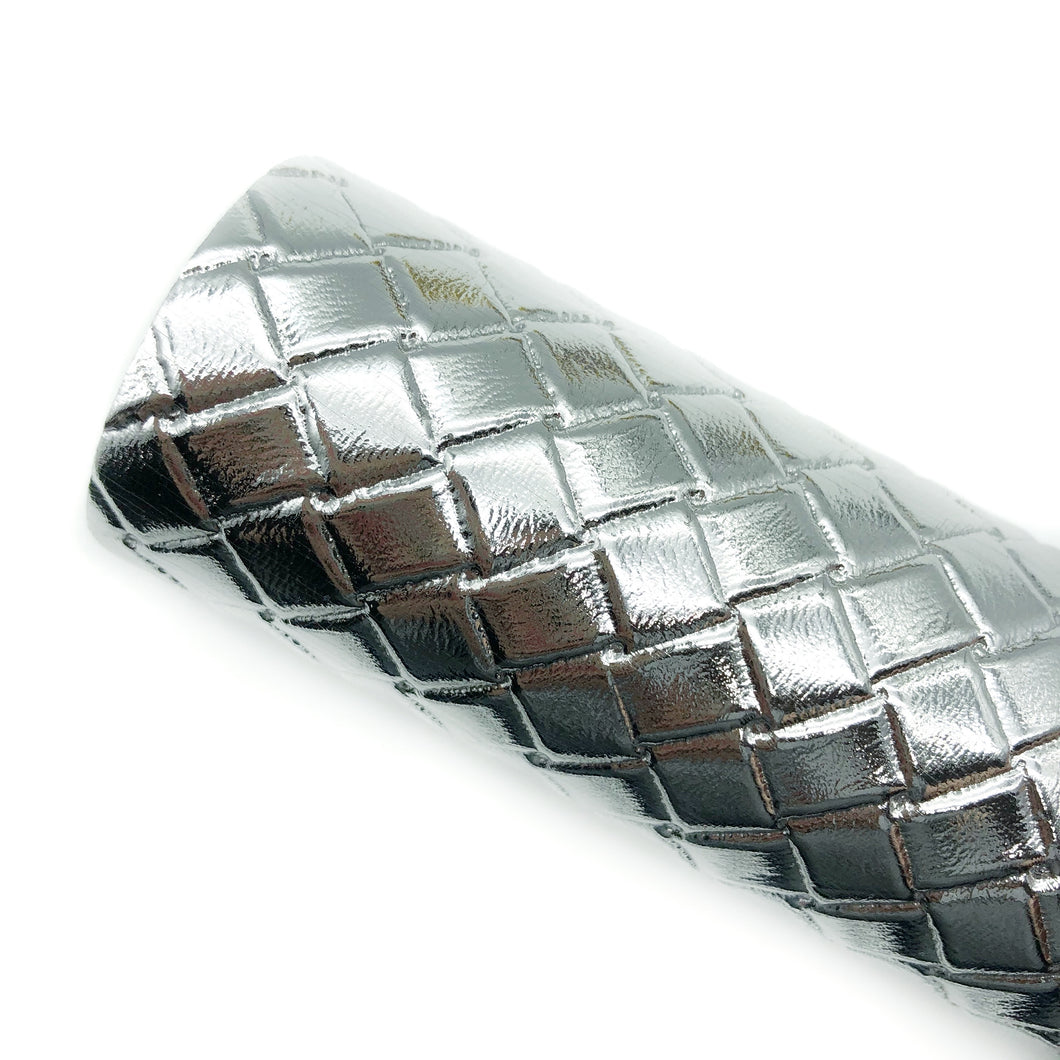 SILVER WAFFLE - Textured Faux Leather