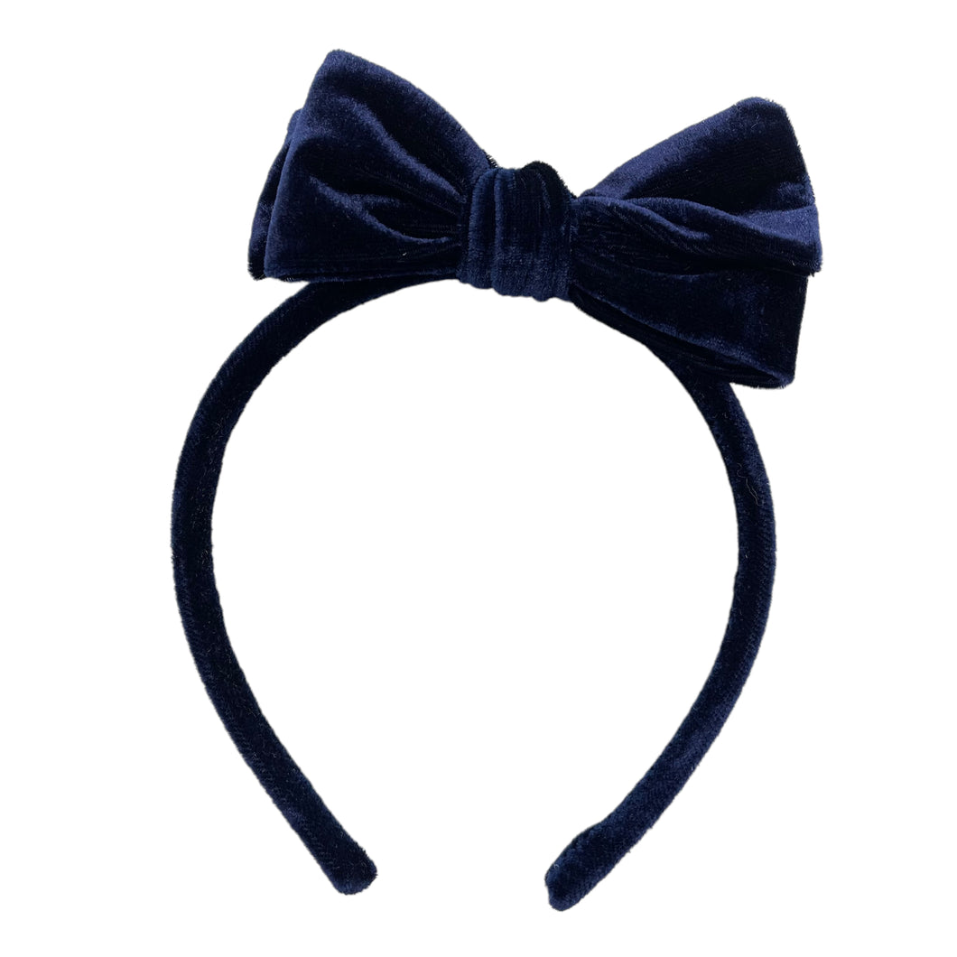 NAVY BLUE VELVET - Bow Headband