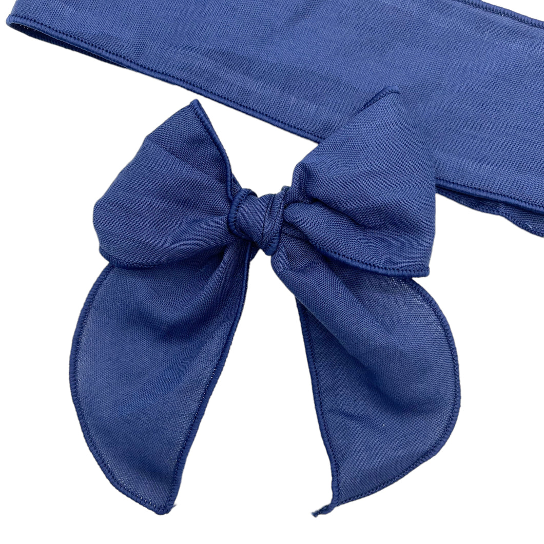 NAVY BLUE LINEN - Solid Bow Strip