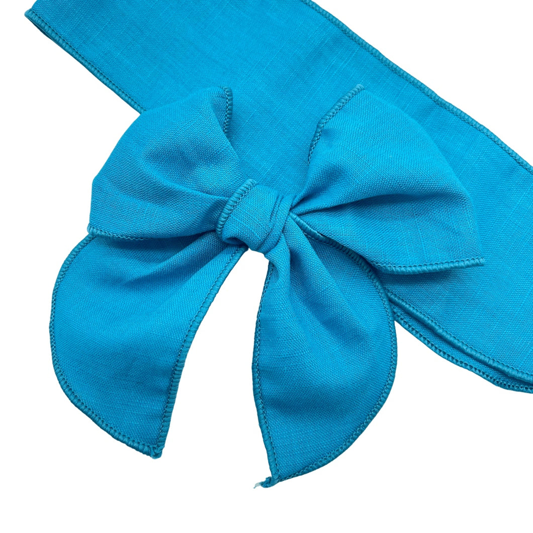 TROPICAL BLUE LINEN - Solid Bow Strip