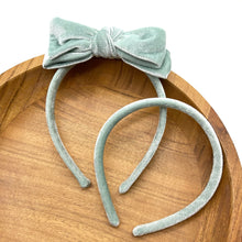 Load image into Gallery viewer, BLUE SAGE VELVET - Bow Headband
