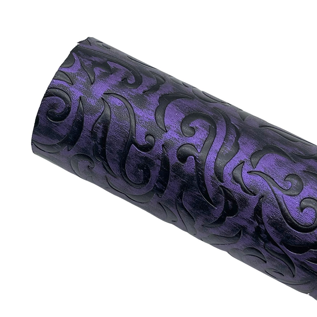 PURPLE FANCIFUL EMBOSSED - Faux Leather