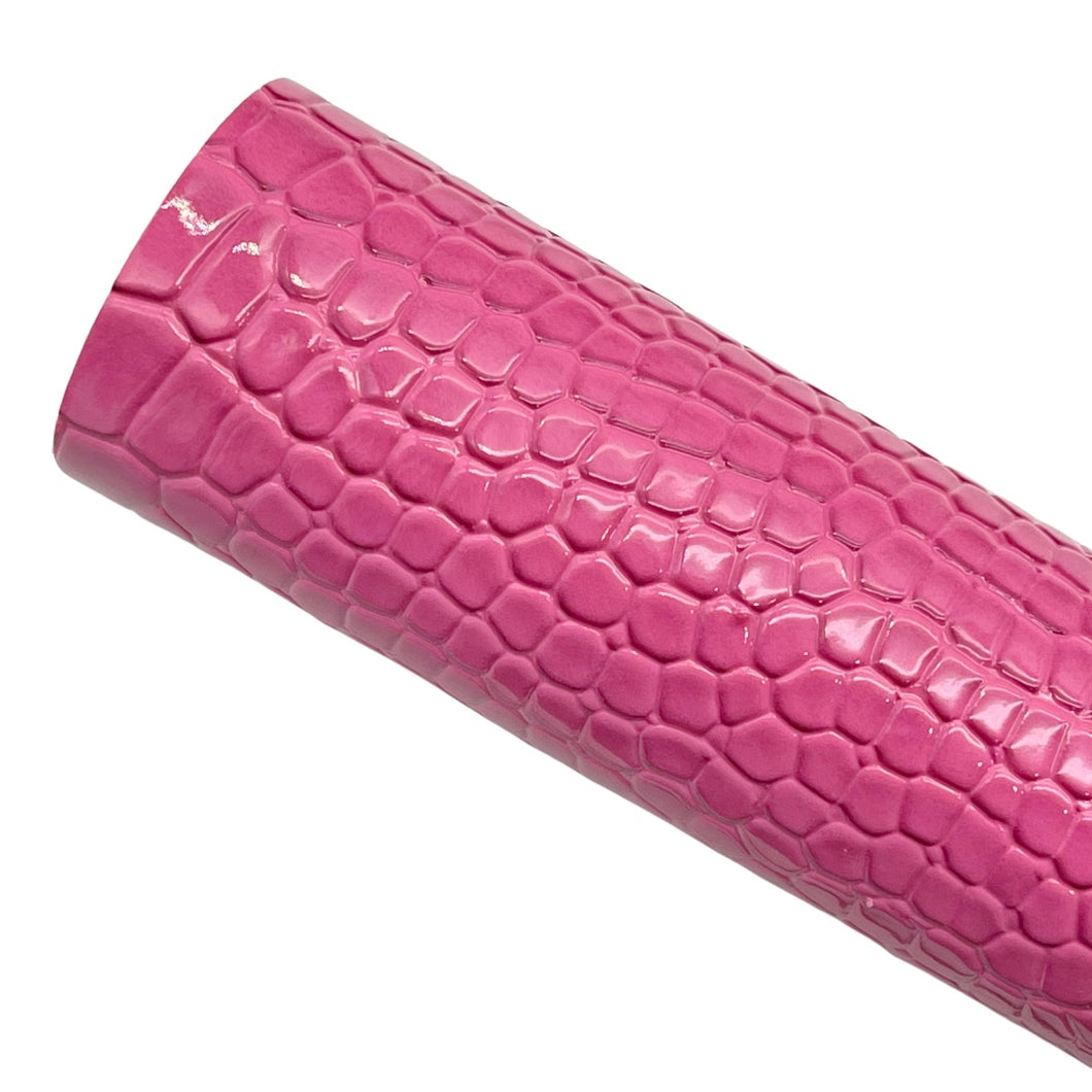 PINK CROCODILE - Textured Faux Leather