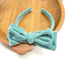 Load image into Gallery viewer, LIGHT TEAL VELVET - Bow Headband
