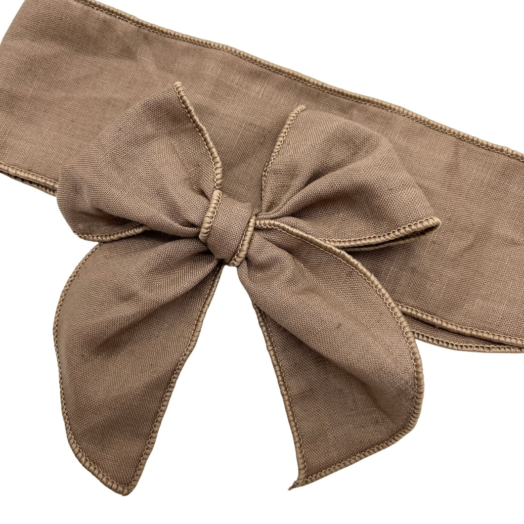 DARK BROWN LINEN - Solid Bow Strip