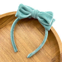 Load image into Gallery viewer, LIGHT TEAL VELVET - Bow Headband
