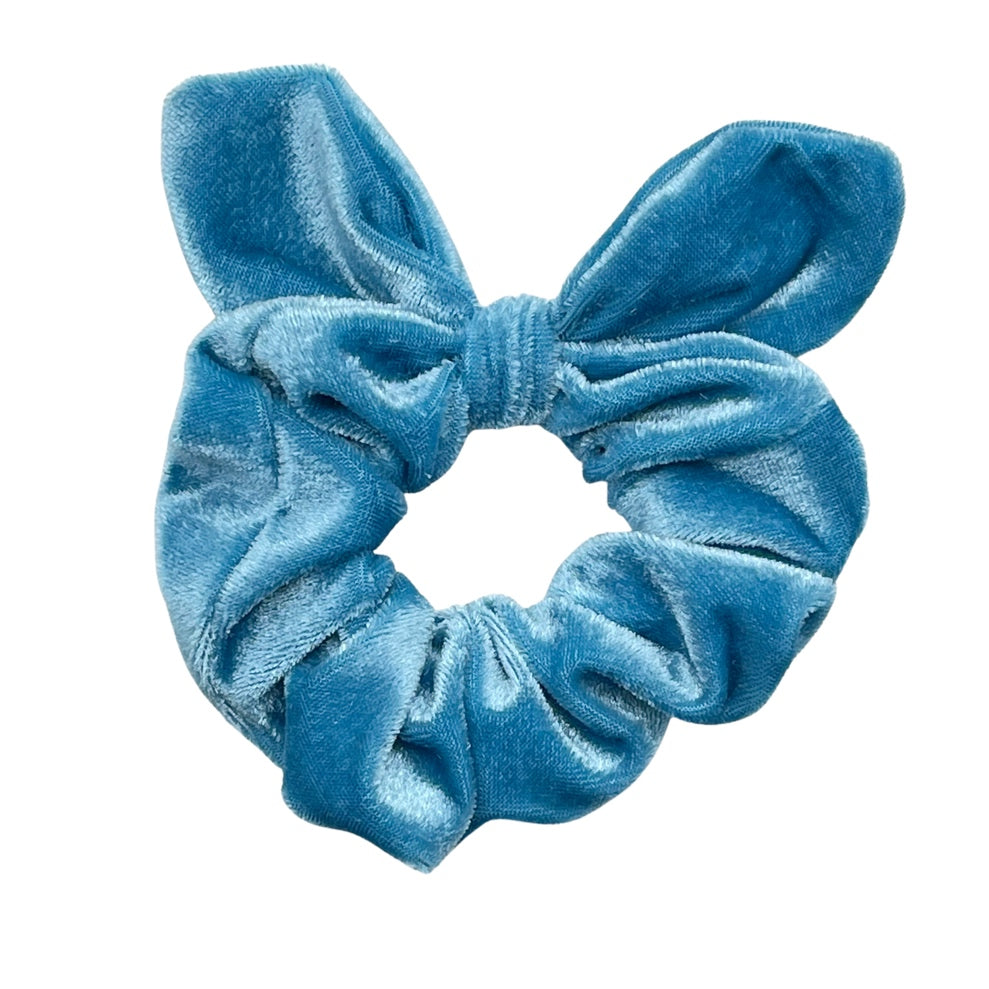 LIGHT BLUE VELVET - Bunny Ear Scrunchie