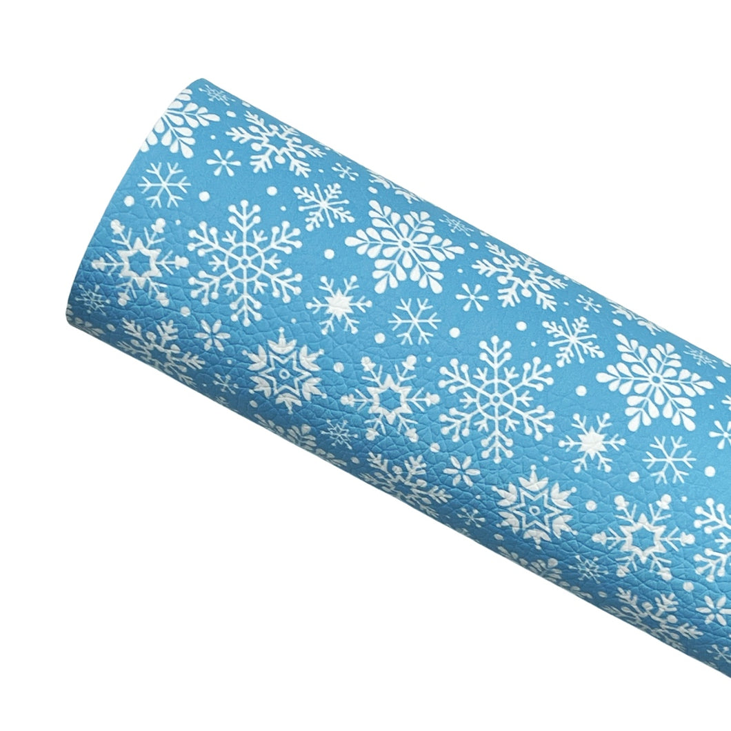 BLUE SNOWFLAKES - Custom Printed Leather
