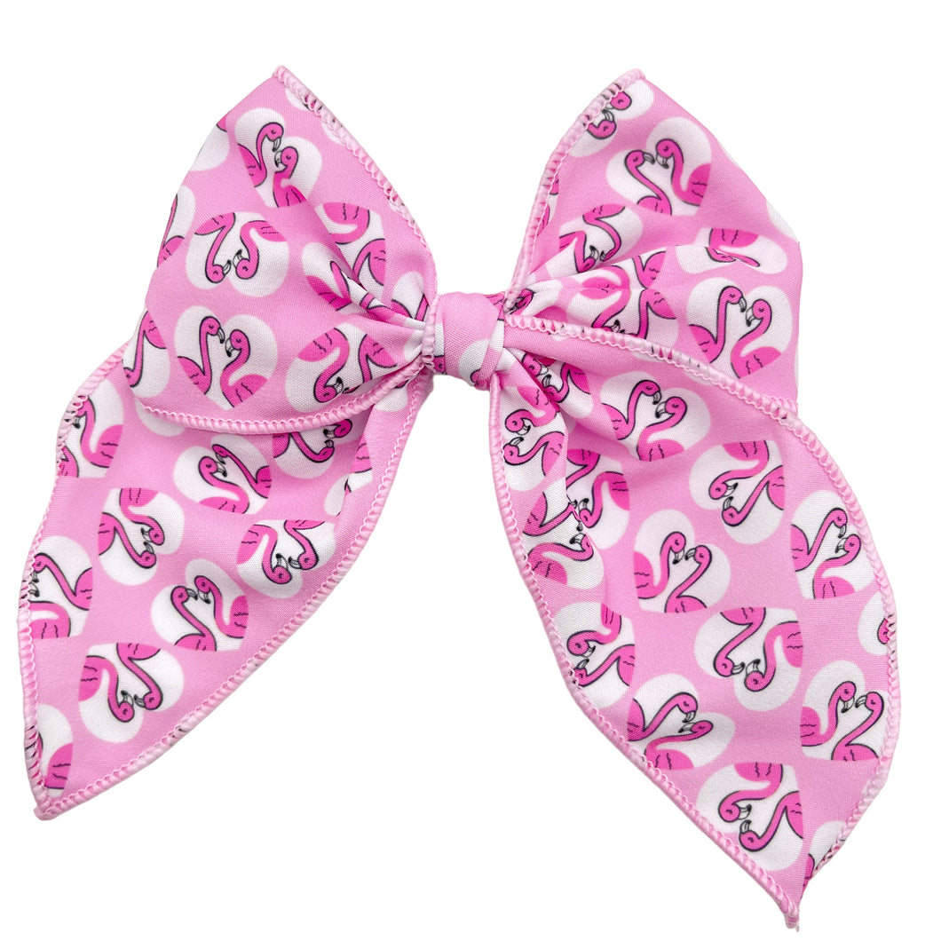 FLAMINGOS IN LOVE - PRE-TIED Printed Bow