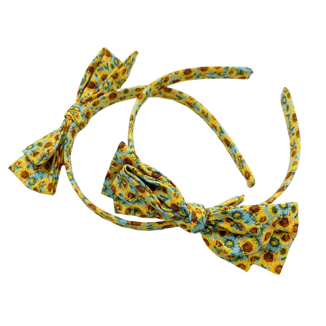 SUNFLOWERS - Printed Bow Headband