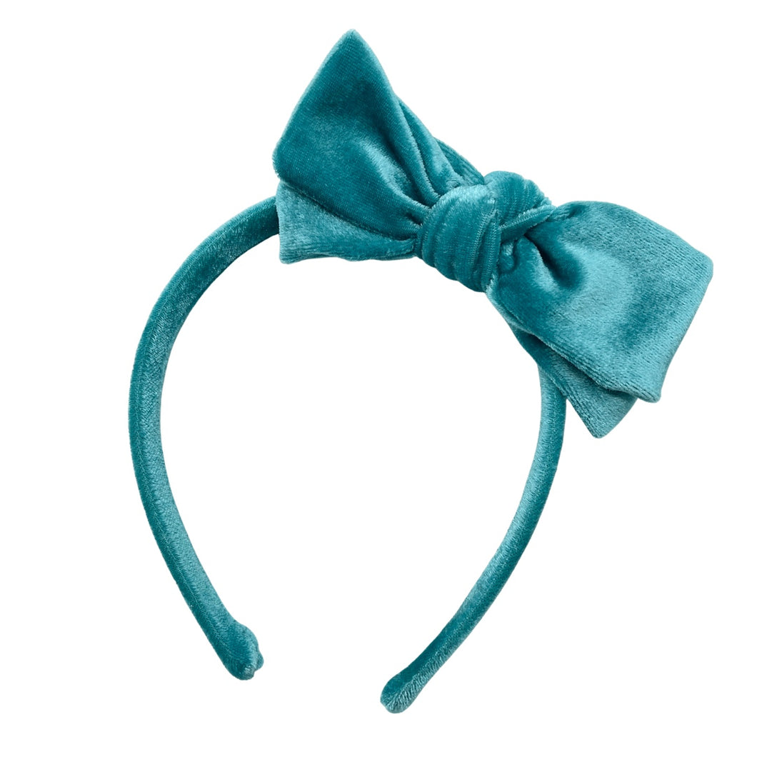 BERMUDA BLUE VELVET - Bow Headband