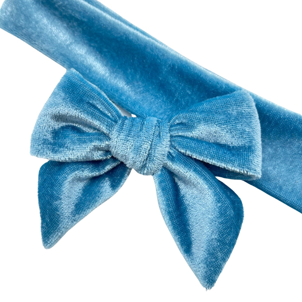 LIGHT BLUE VELVET - Bow Strip