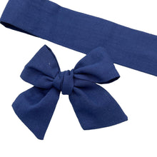 Load image into Gallery viewer, NAVY BLUE LINEN - Solid Bow Strip
