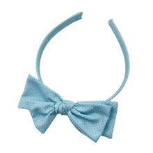 Load image into Gallery viewer, BLUE SWISS DOTS - Printed Bow Headband
