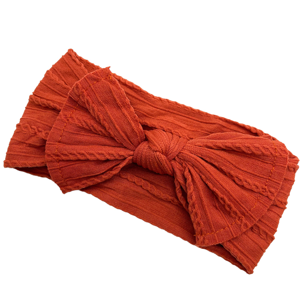 PRE-TIED BOW HEADWRAPS - Cable Knit Nylon