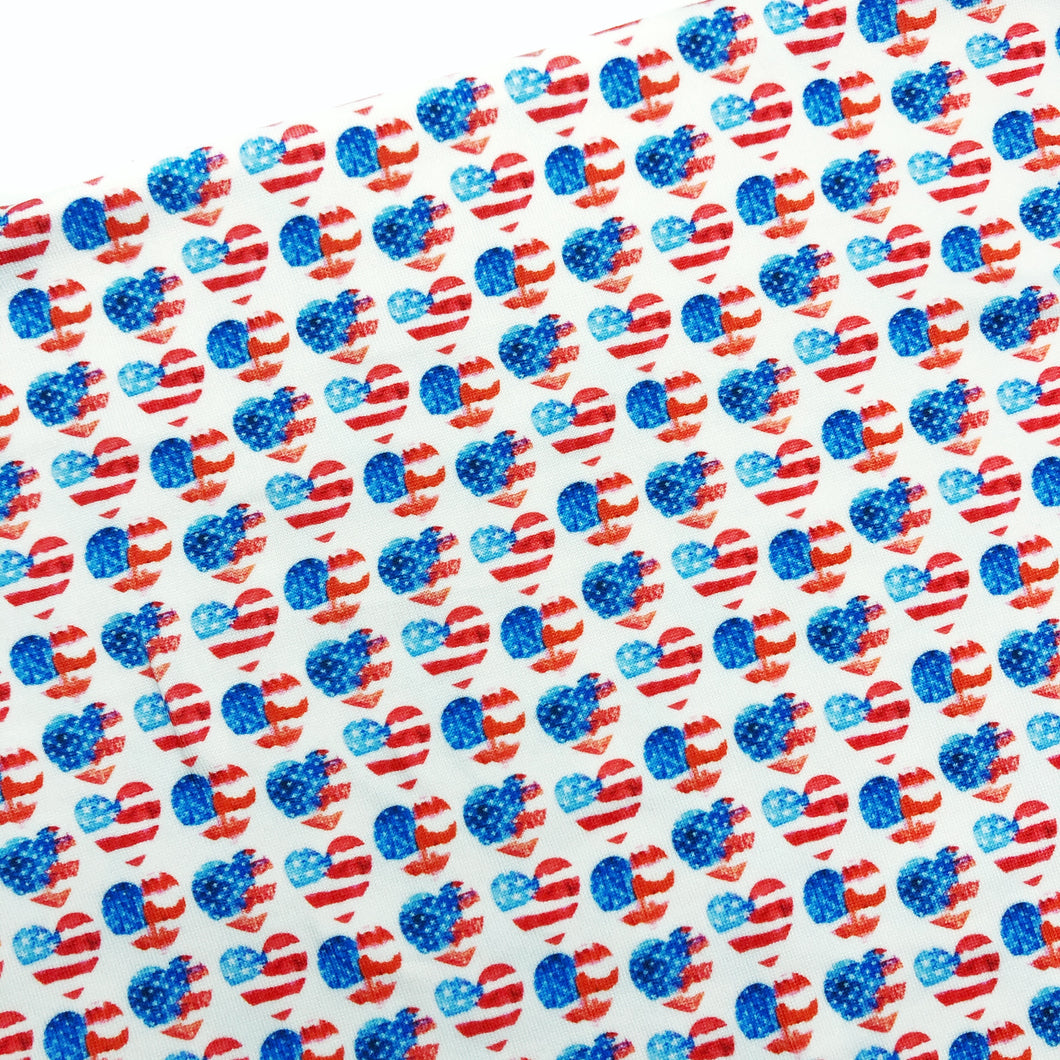 PATRIOTIC HEARTS - Custom Printed Double Brushed Poly
