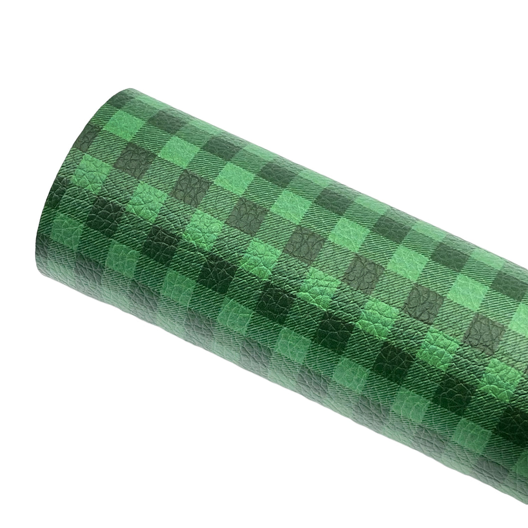 GREEN BUFFALO PLAID - Custom Printed Leather